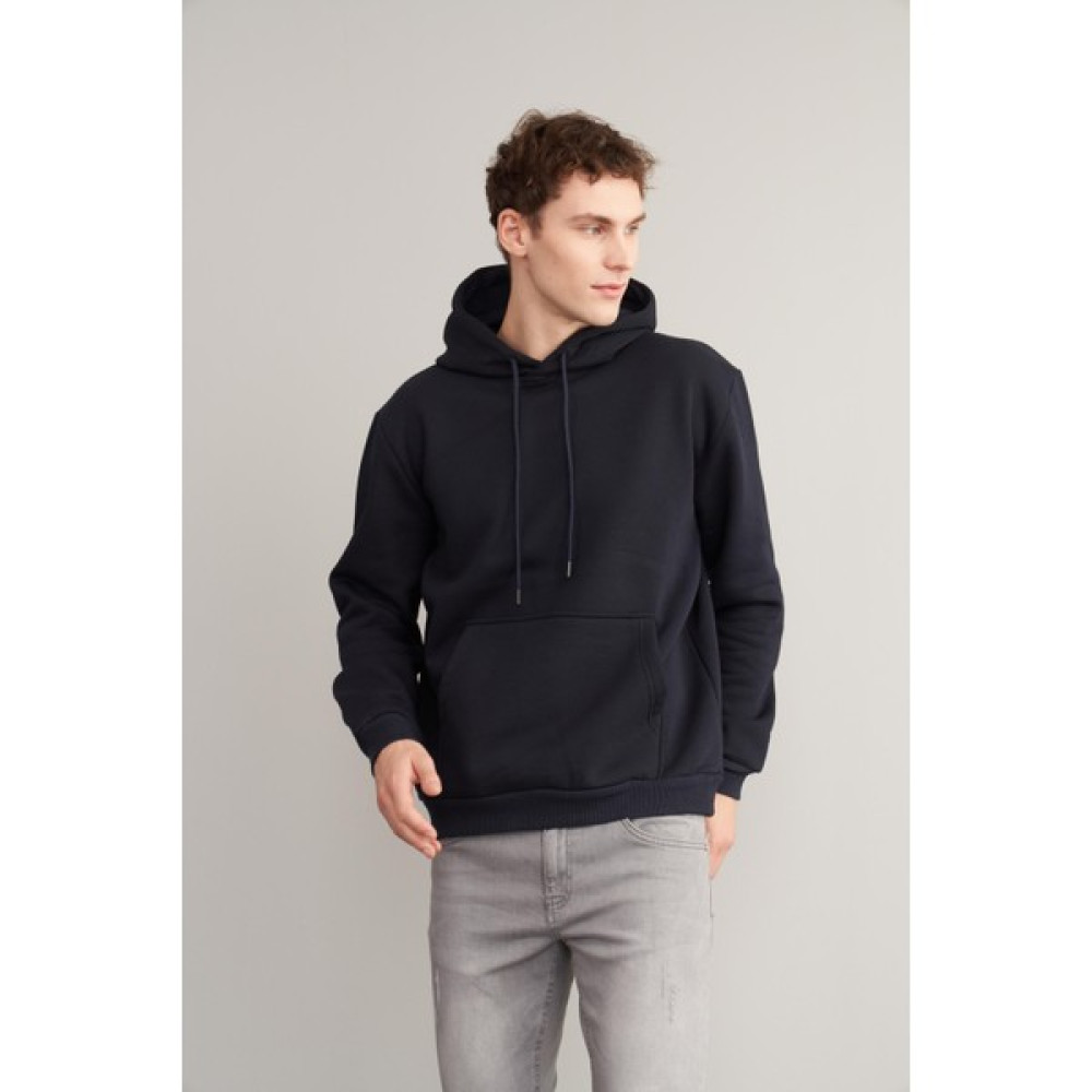 Mentality Çetinkaya Mentality 3706 Erkek Kapüşonlu Kanguru Cepli Rejenere Lacivert Sweatshirt Erkek Sweatshirt Fiyatı