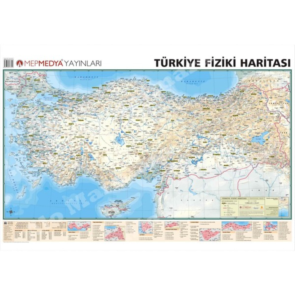 Mep Harita Türkiye Fiziki Haritası 70x100 Çitalı Yazılıp Silinebilir Harita & Küre Fiyatı