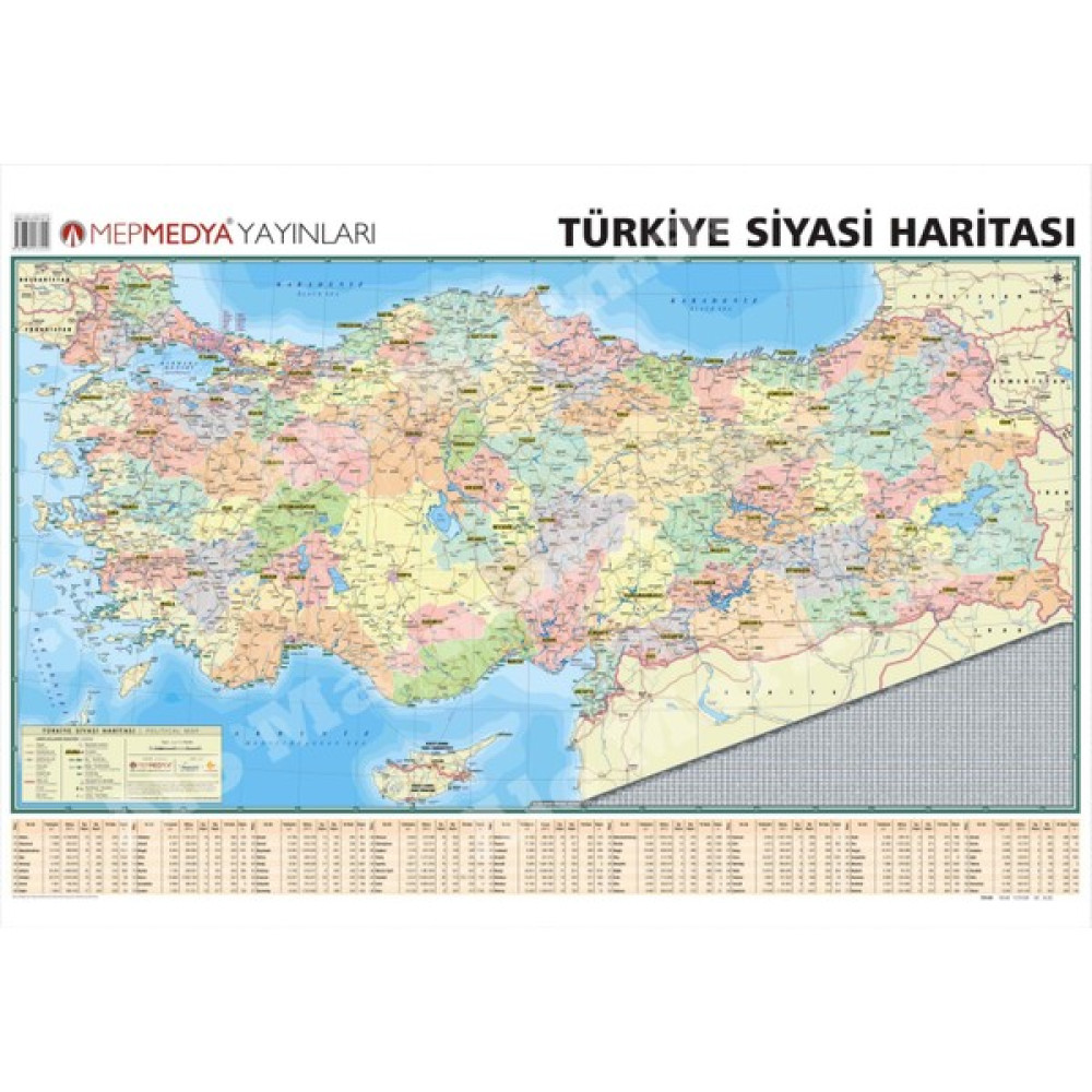 Mep Harita Türkiye Siyasi Haritası 70x100 Çitalı Yazılıp Silinebilir Harita & Küre Fiyatı