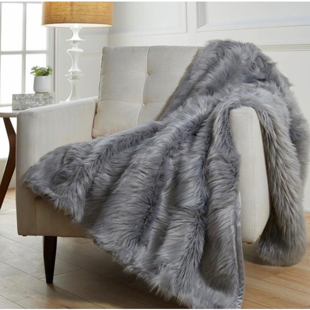 MER HOME Gri Peluş Koltuk Şalı (140X140) - 140 x 140 cm Koltuk & Kanepe Örtüsü Fiyatı