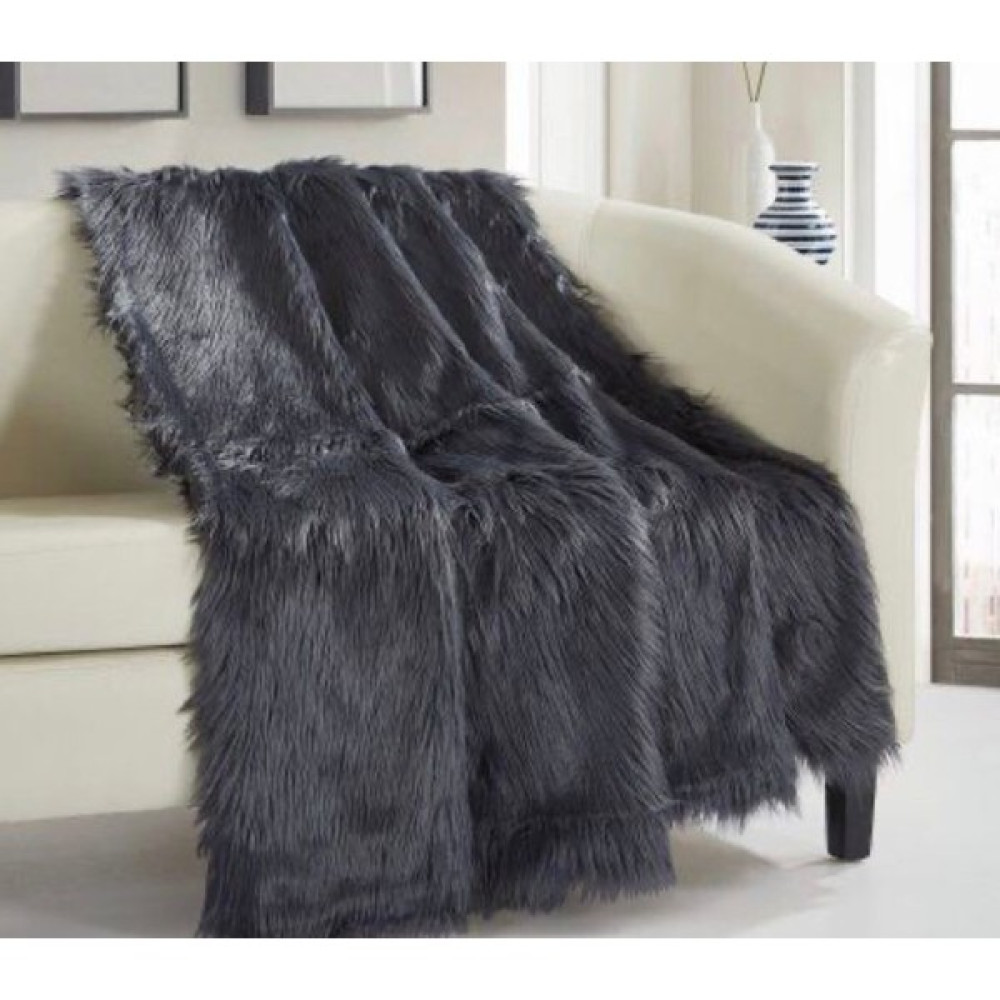 MER HOME Siyah Peluş Koltuk Şalı (140X140) - 140 x 140 cm Koltuk & Kanepe Örtüsü Fiyatı