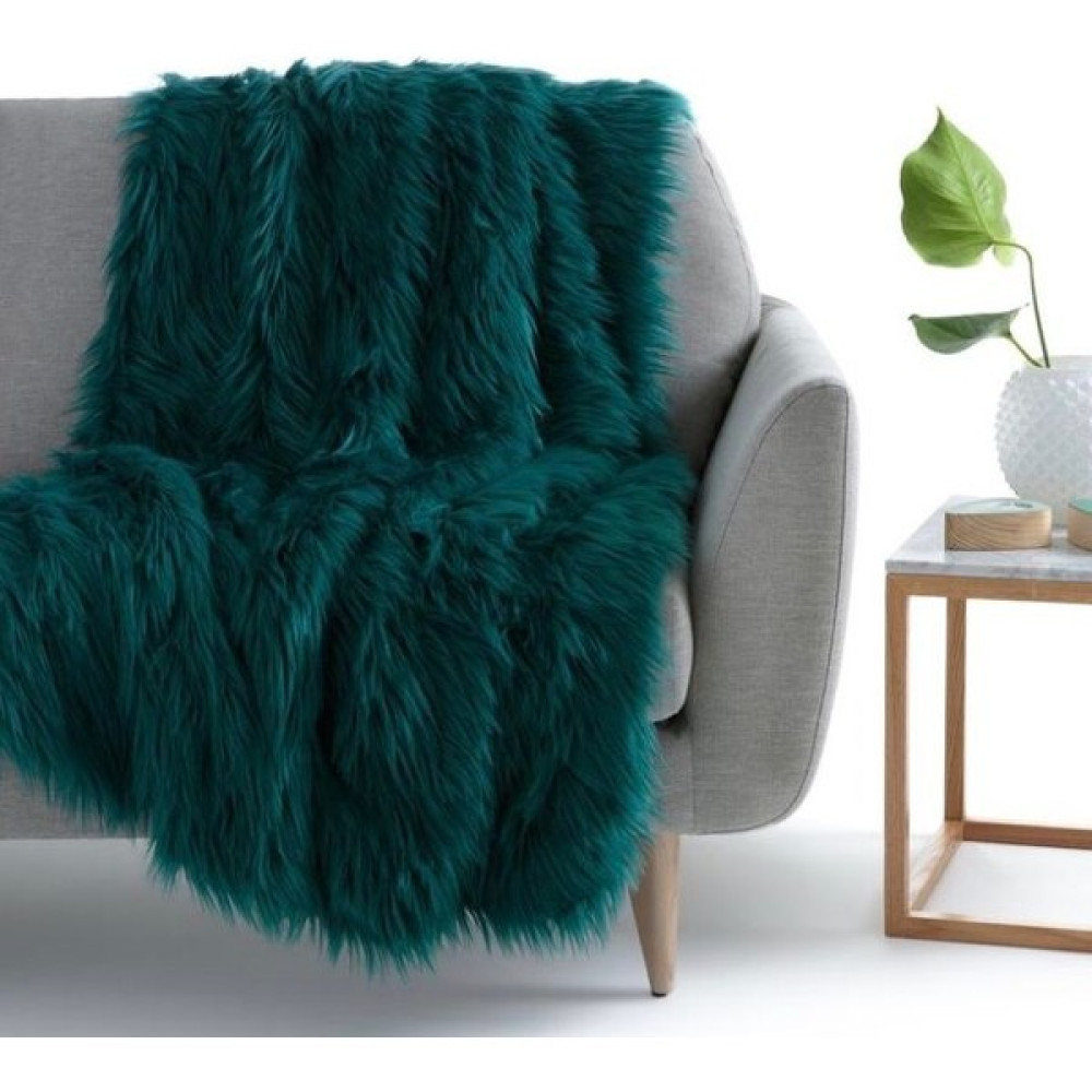 MER HOME Zümrüt Yeşili Peluş Koltuk Şalı (140 X140) - 140 x 140 cm - Yeşil Koltuk & Kanepe Örtüsü Fiyatı