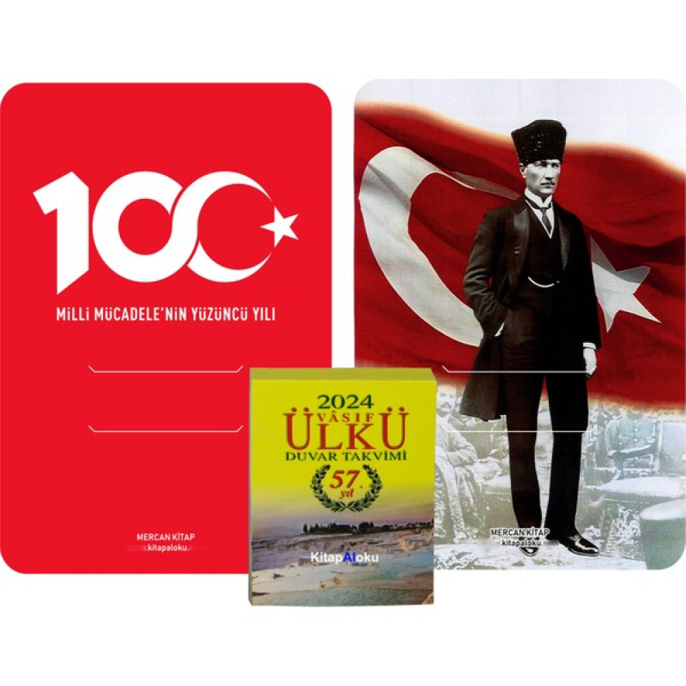 Mercan Kitap 2024 Vasıf Ülkü Duvar Takvimi ve Arkalı Önlü Yüzüncüyıl+Atatürk Görselli Karton(Kod:04) Takvim Fiyatı
