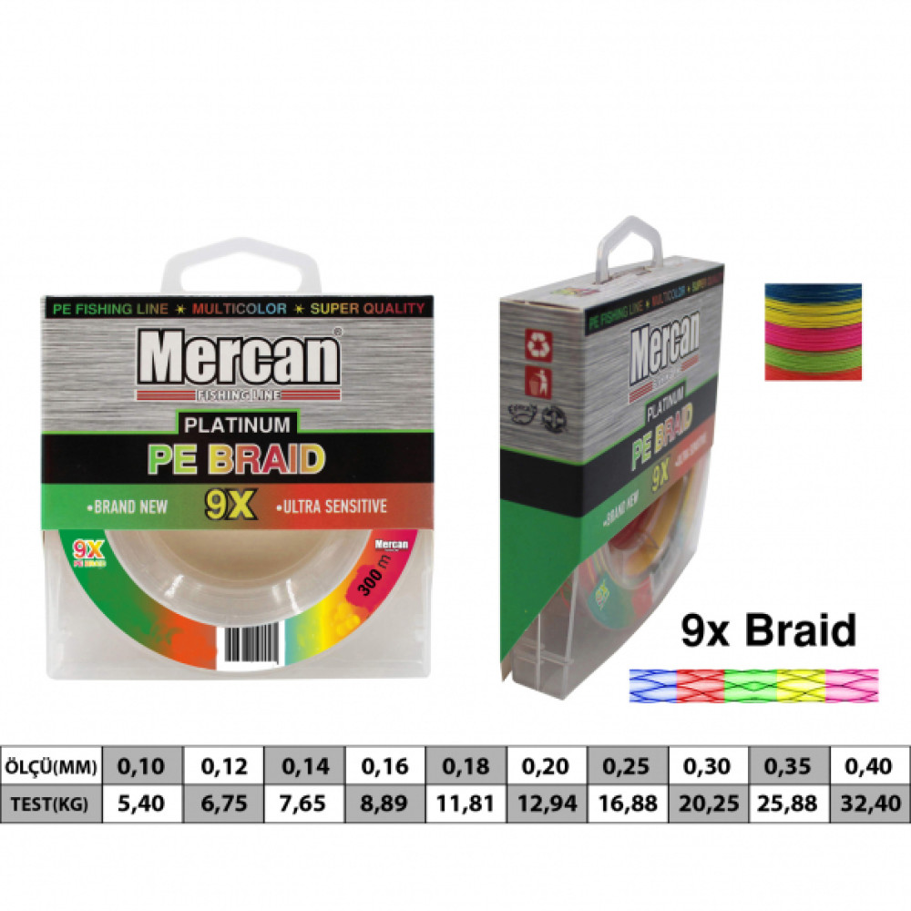 Mercan Platinum Pe 9X Orgu İp 300 M Misina Balıkçılık Malzemeleri Fiyatı