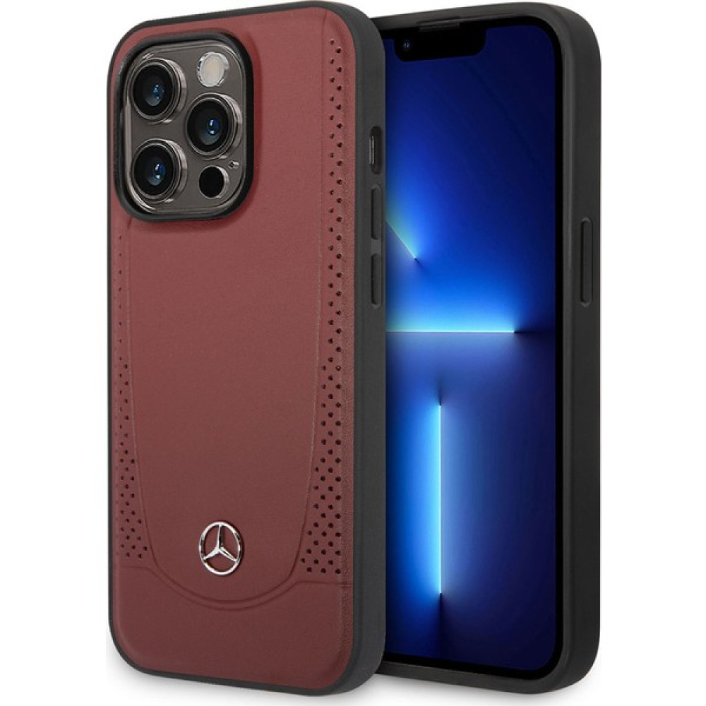 Mercedes Benz iPhone 14 Pro Max Uyumlu Kılıf Mercedes Benz Magsafe Şarj Özellikli Urban Deri Kapak - Kırmızı Cep Telefonu Kılıfı Fiyatı