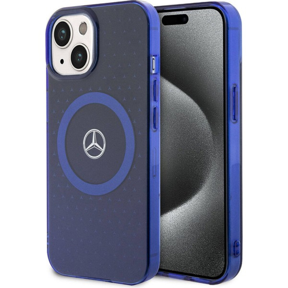Mercedes Benz iPhone 15 Kılıf Mercedes Benz Orjinal Lisanslı Magsafe Şarjlı Çift Katmanlı Mavi Yıldız Desenli Mavi Cep Telefonu Kılıfı Fiyatı