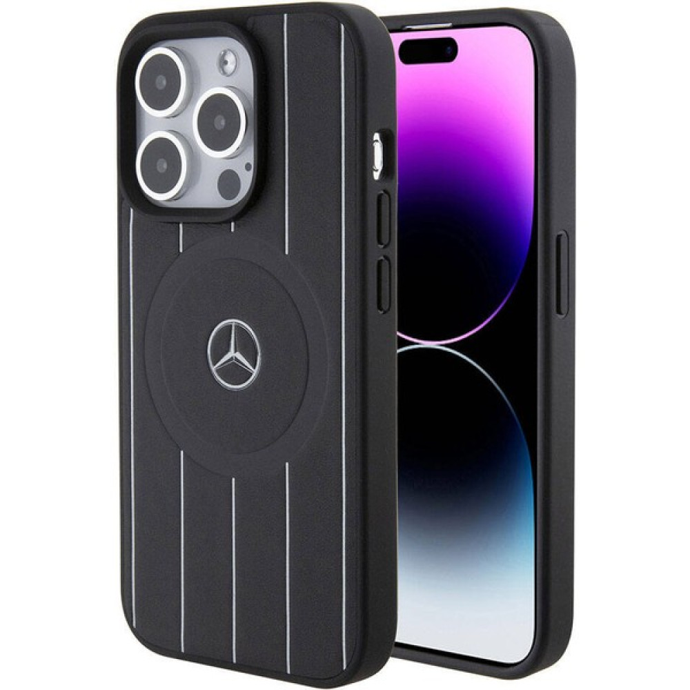 Mercedes Benz iPhone 15 Pro Kılıf Mercedes Benz Orjinal Lisanslı Magsafe Şarjlı Baskı Logolu Deri Siyah Cep Telefonu Kılıfı Fiyatı