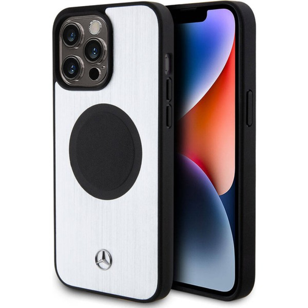 Mercedes Benz iPhone 15 Pro Max Kılıf Mercedes Benz Orjinal Lisanslı Magsafe Şarjlı Alüminyum Metal Yıldız Logolu - Gümüş Cep Telefonu Kılıfı Fiyatı