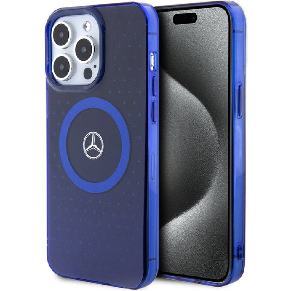 Mercedes Benz iPhone 15 Pro Max Kılıf Mercedes Benz Orjinal Lisanslı Magsafe Şarjlı Mavi Yıldız Desenli Mavi Cep Telefonu Kılıfı Fiyatı