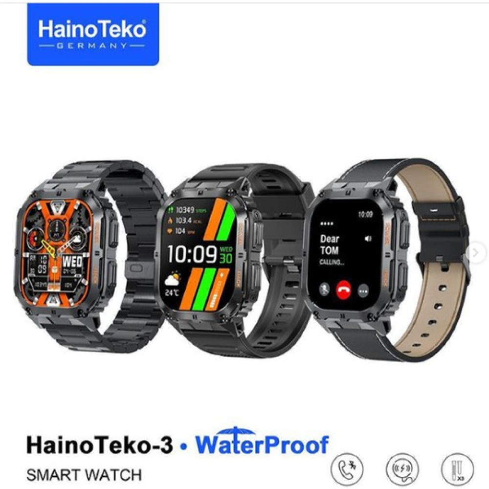 MerciTech Haino Teko-3 Waterproof Amoled Ekran Su Geçirmez 3 Kordonlu Erkek Akıllı Saat - Siyah Diğer Fiyatı