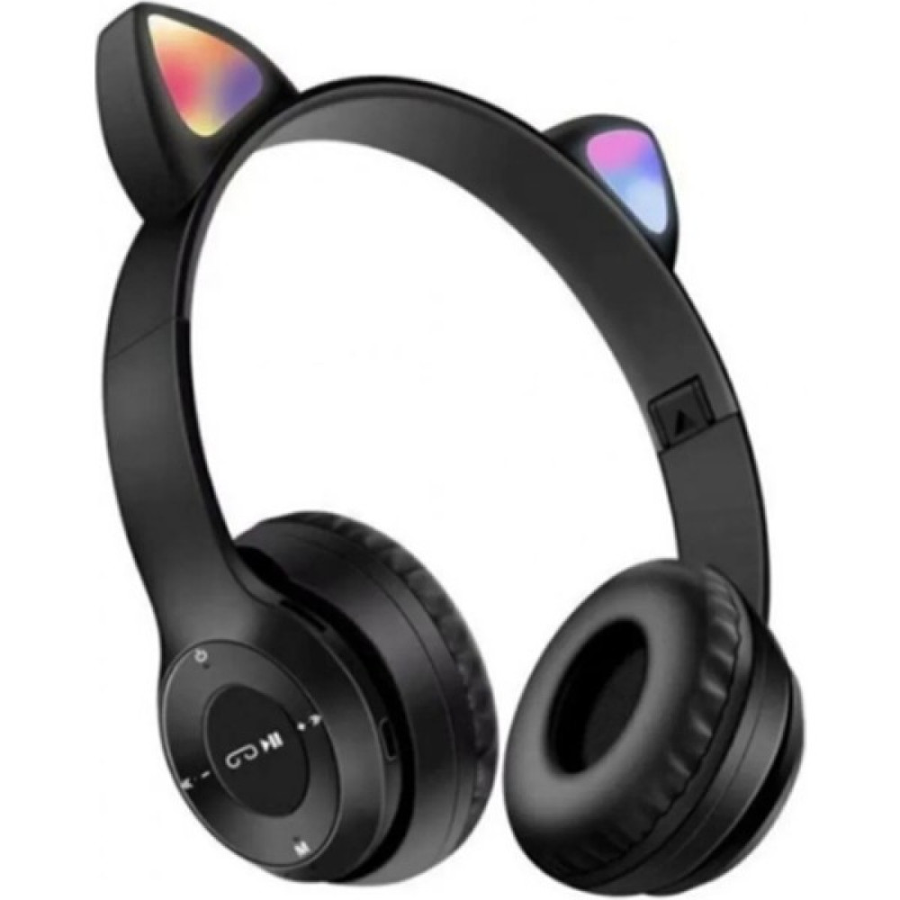 MerciTech Kız Çocuklar Için Kedi Kulaklı Işıklı Mikrofonlu Kablosuz Bluetooth Kedili Çocuk Kulaklık - Siyah Bluetooth Kulaklık Fiyatı