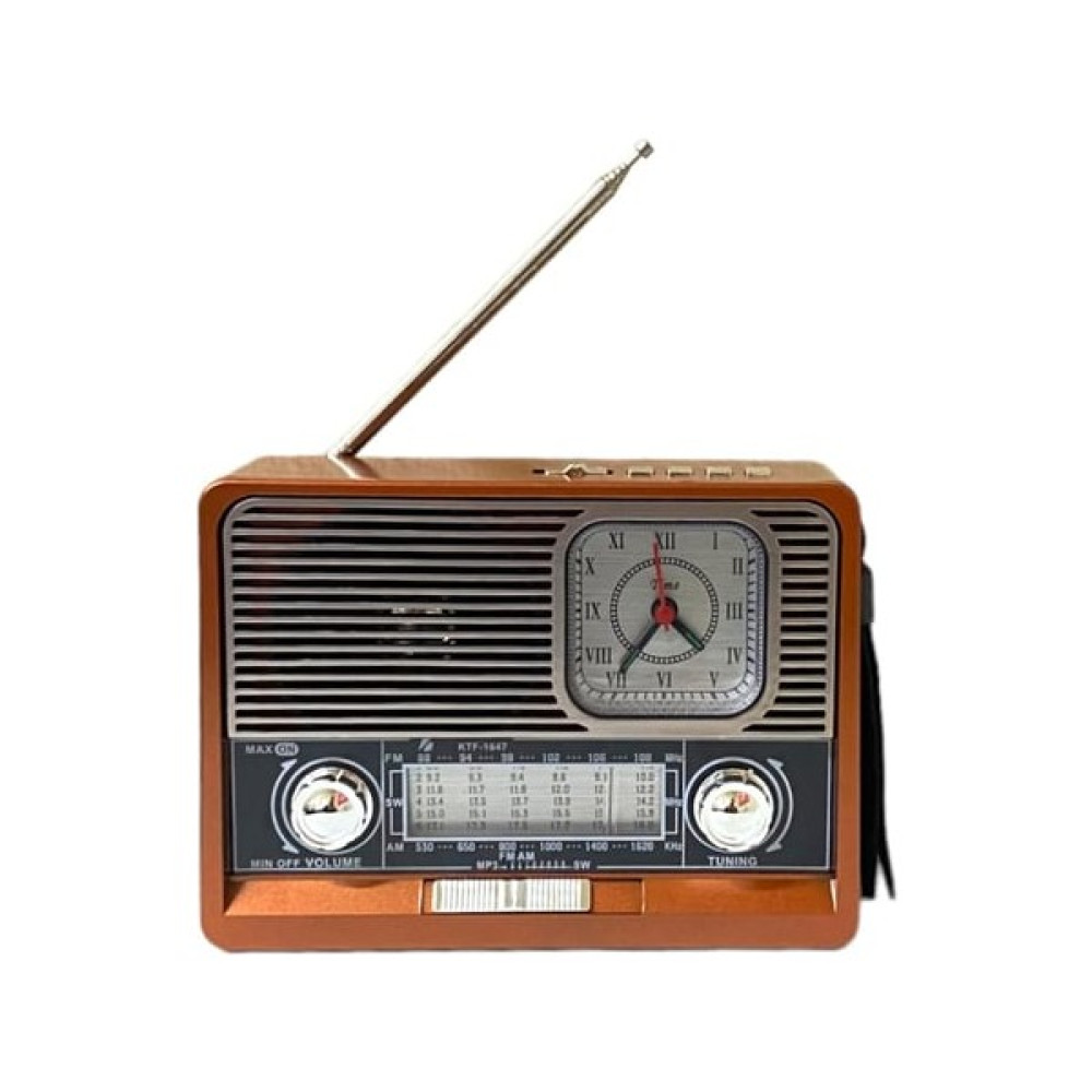 MerciTech KTF-1647 Nostaljik Ahşap Radyo - Kahverengi Alarmlı Saatler & Radyolar Fiyatı