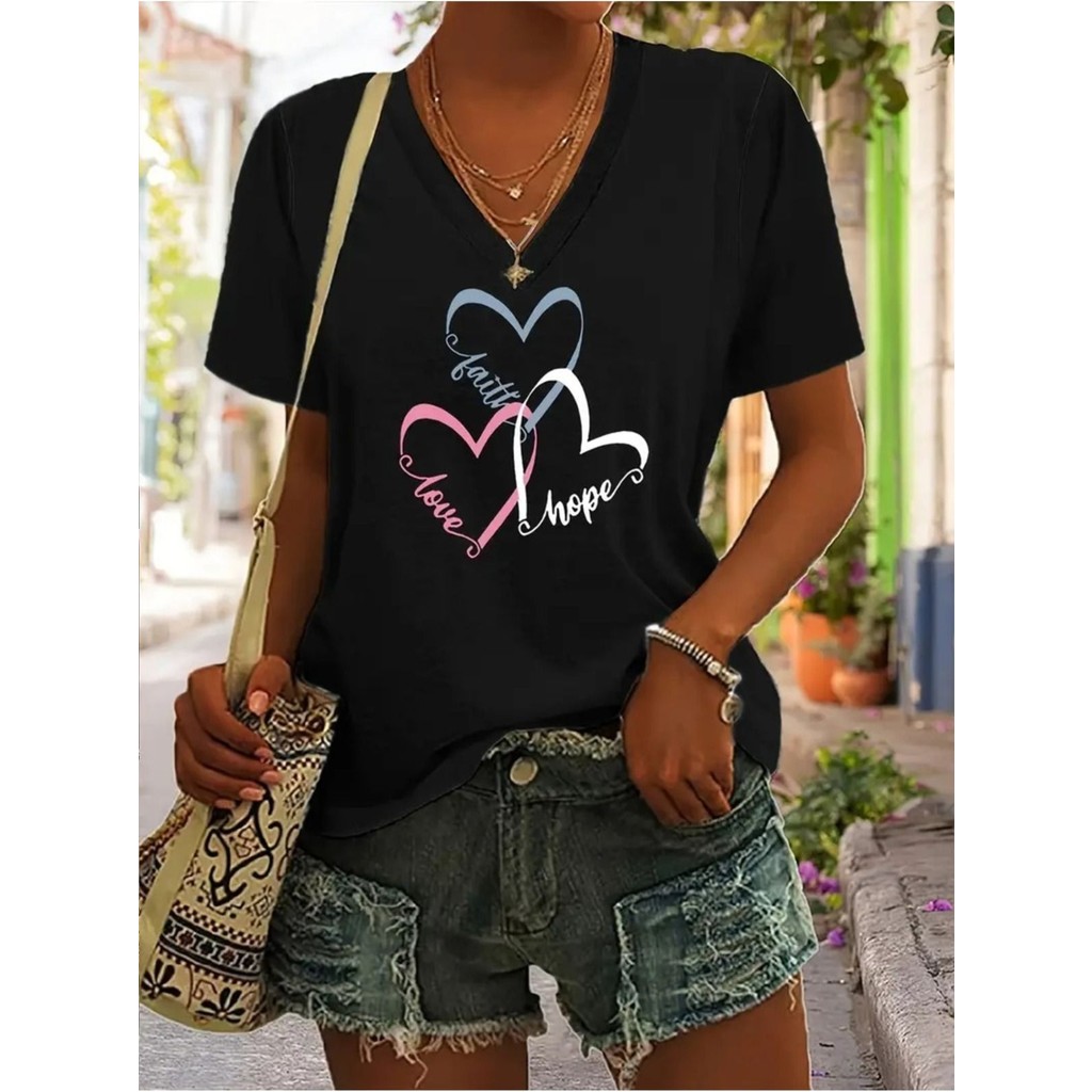 Mercoledi Kadın Baskılı Kadın Oversize V Yaka T-Shirt Salaş Bayan T-shirt Fiyatı
