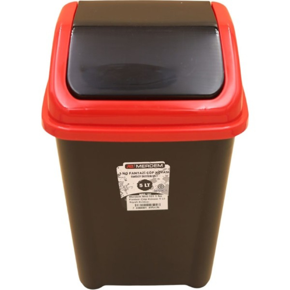 Merdem MRD-101 1 No . Çöp Kovası 5 Lt- Siyah Kırmızı -96 Çöp Kovaları Fiyatı