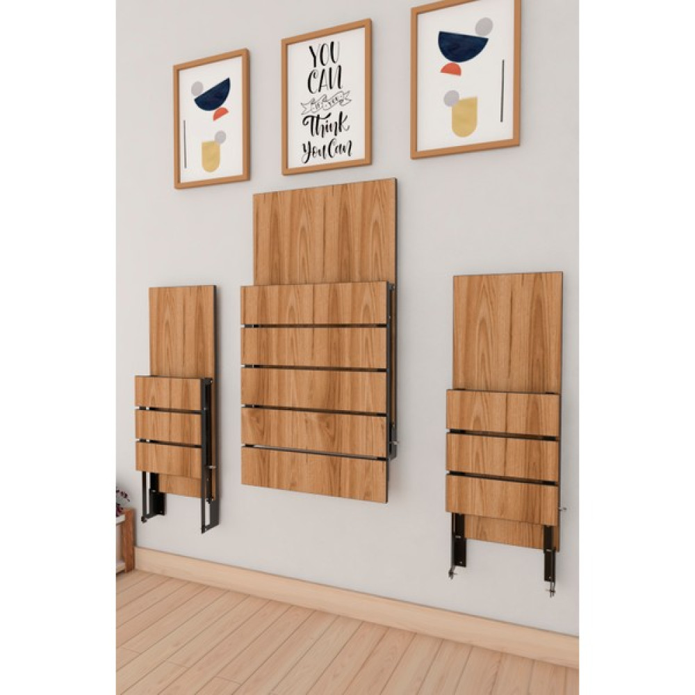 Meretto Duvara Monte Katlanabilir Dekoratif 2 Tabureli Pratik Yemek Kırma Mutfak Balkon Masası Siyah - 77x60x90 - Beyaz - Kahverengi Masa - Sandalye Seti / Takımı Fiyatı