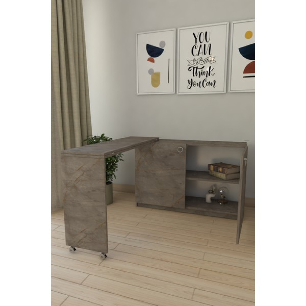 Meretto Pratik Katlanabilir Açılır Kapanır Gri Mermer Yemek Masası 4 Kişilik Mutfak Masası - 75x113x120 - Mermer - Gri Masa - Sandalye Seti / Takımı Fiyatı