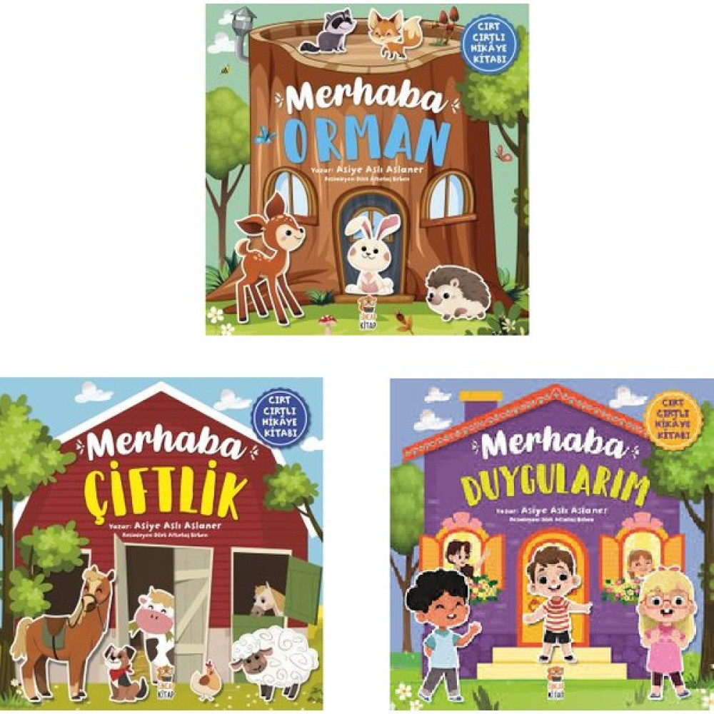 Merhaba Çiftlik - Merhaba Duygularım - Merhaba Orman Cırt Cırtlı Hikaye Kitapları 3 Kitap Set Zihinsel Gelişim Kitapları Fiyatı