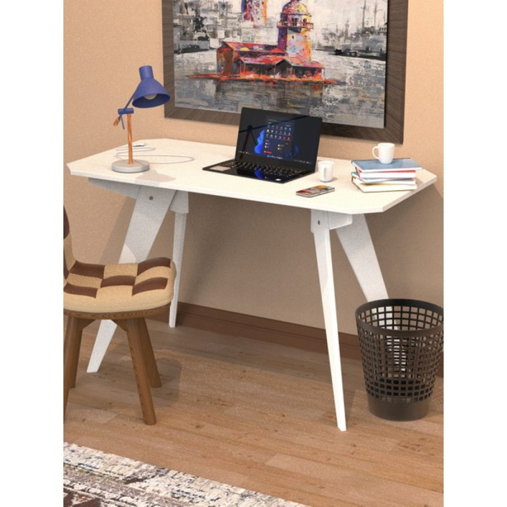 Merhaba Mobilya Çalışma Masası V Ayak - 120 x 60 cm - Beyaz Çalışma Masası Fiyatı