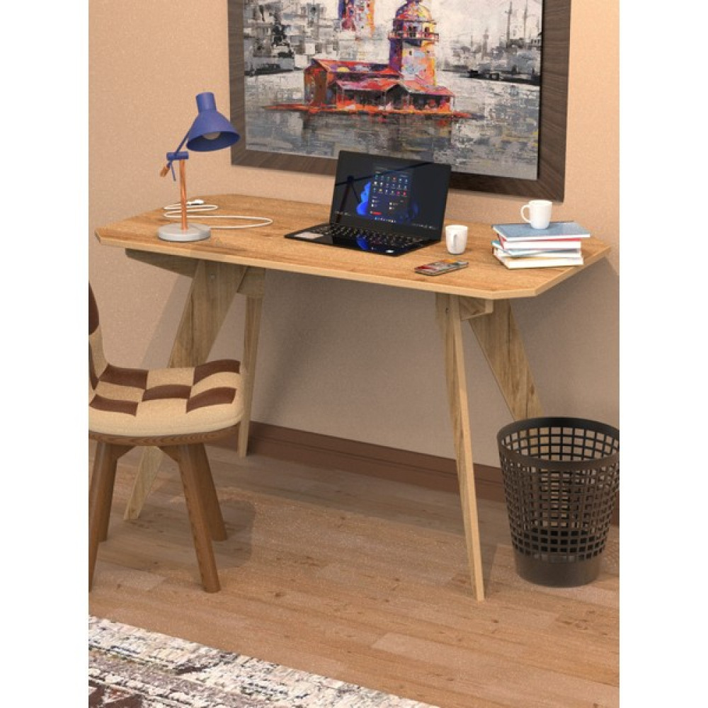 Merhaba Mobilya Çalışma Masası V Ayak - 120 x 60 cm - Meşe Çalışma Masası Fiyatı