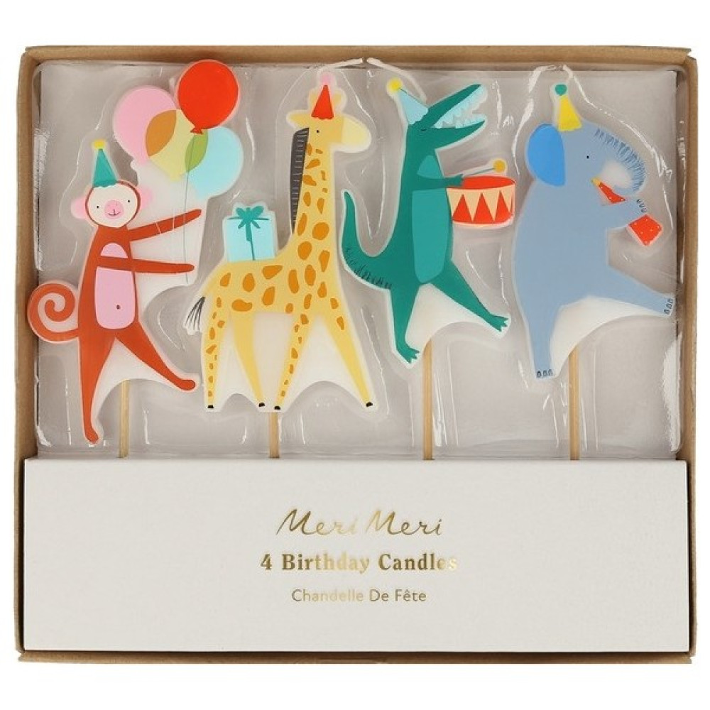 Meri Meri - Animal Parade Candles - Hayvan Geçit Töreni Mumlar - 4'lü - Renkli - 1 Adet Dekoratif Mum Fiyatı