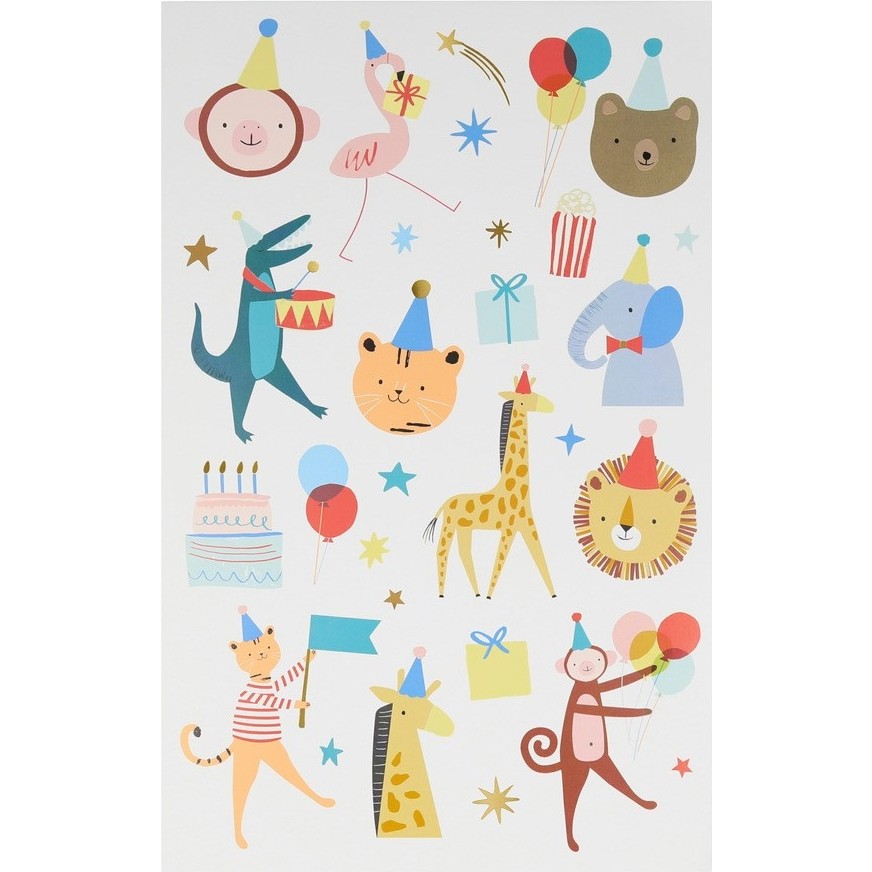 Meri Meri - Animal Parade Tattoo Sheet - Hayvan Geçit Töreni Geçici Dövmeler - 2'li - Renkli Diğer Fiyatı