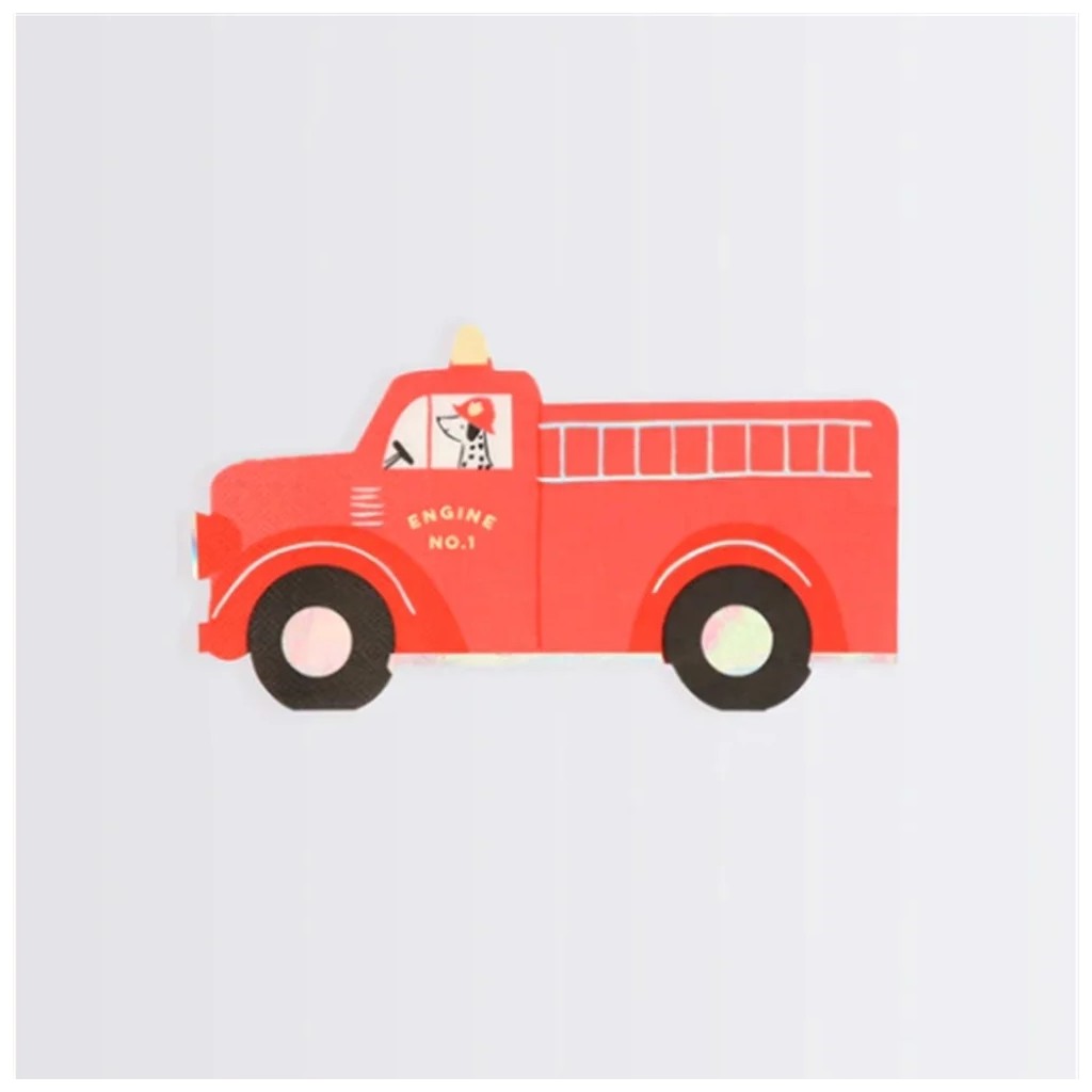 Meri Meri - Fire Truck Napkins - İtfaiye Kamyonu Peçete - 16'lı - Çok Renkli Diğer Fiyatı