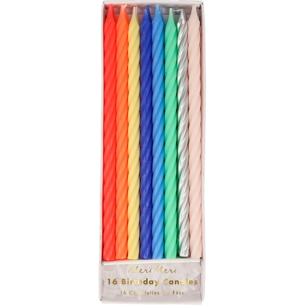 Meri Meri - Multi Neon Twisted Candles - Neon Mumlar - Renkli Diğer Fiyatı