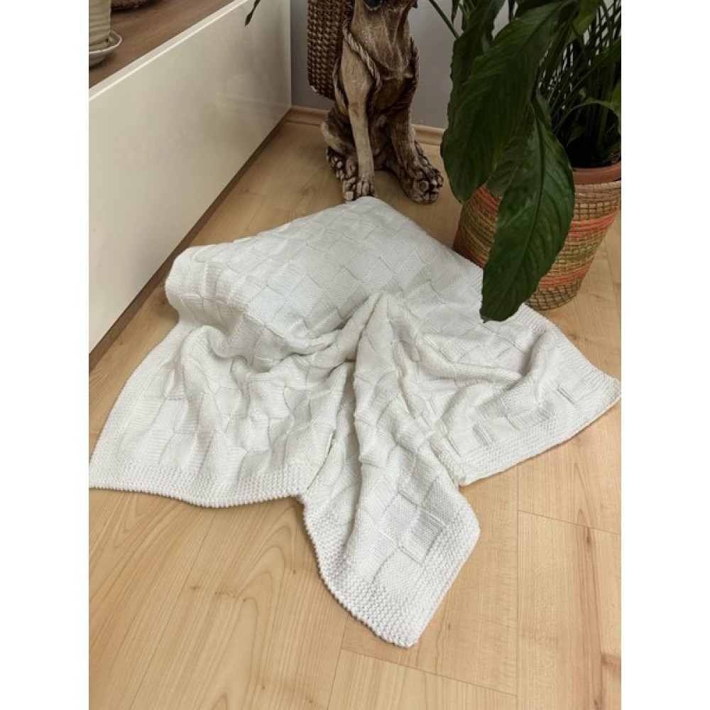Meriç Bebe El Örgüsü Kare Desenli Astarlı Unisex Kalın Bebek Triko Battaniye 85x95 cm Bebek Battaniyesi Fiyatı