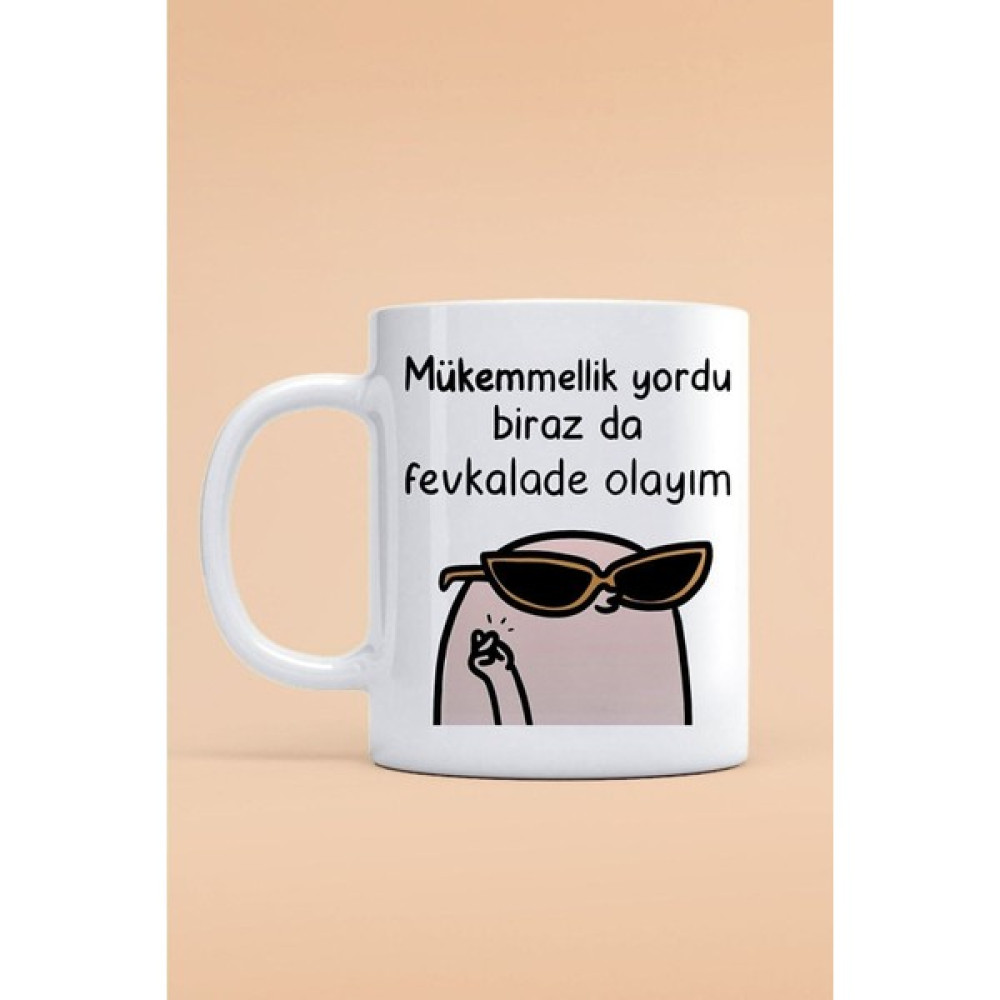 Meriggo Hediyelik Fevkalade Yazılı Kupa Bardak - Ilginç Yazılı Kupa Bardak Baskılı Bardak - Beyaz - Gri - 330 ml Fincan / Bardak / Kahve Takımı Fiyatı