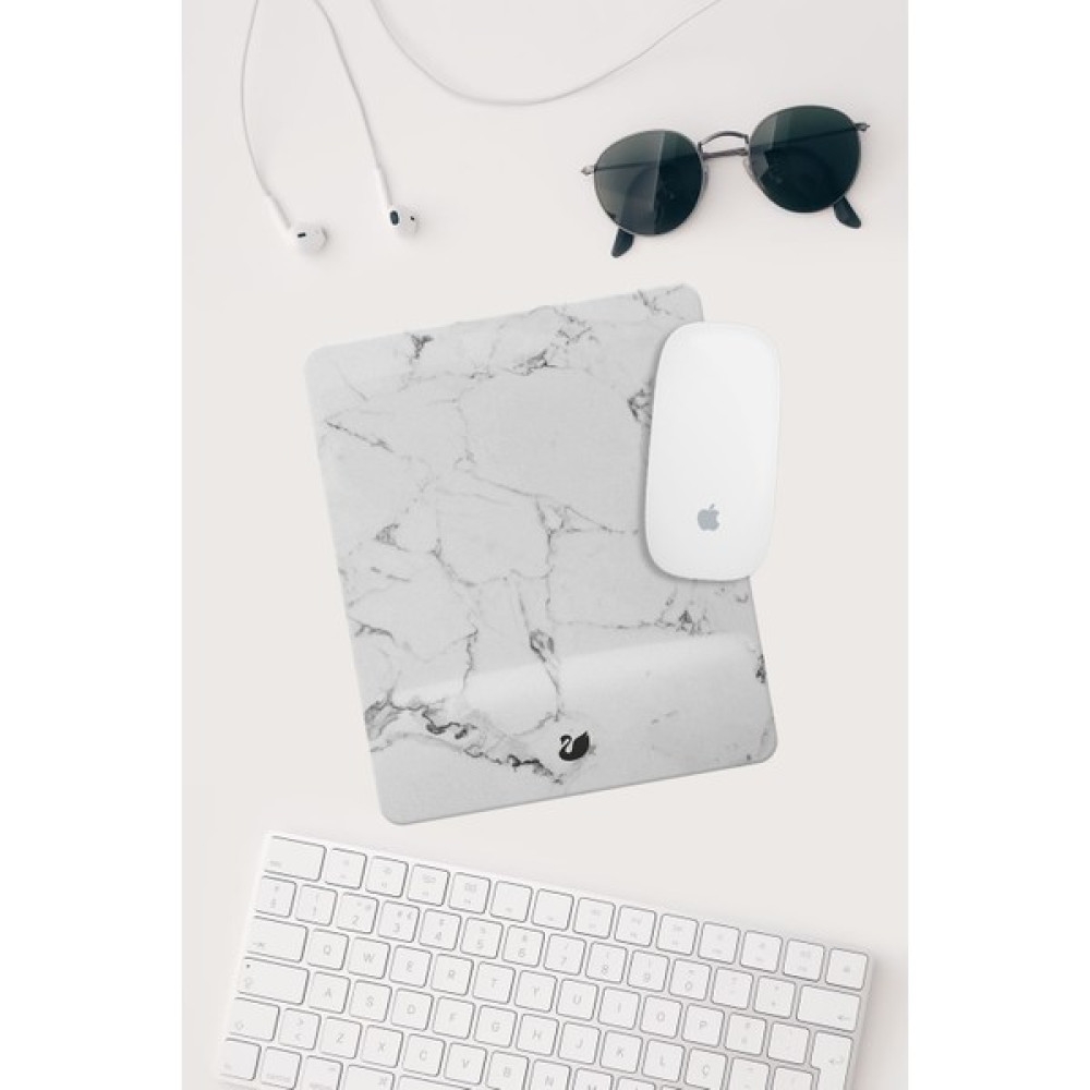 Meriggo Hediyelik Gri Mermer Desenli Bilek Destekli Dikdörtgen Mouse Pad Mouse Altlığı Mouse Pad Fiyatı