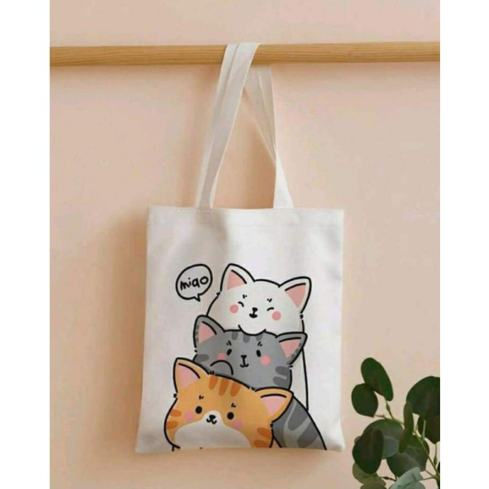 Meriggo Hediyelik Kedi Desenli Bez Çanta Bayan Çanta ve Cüzdan Fiyatı