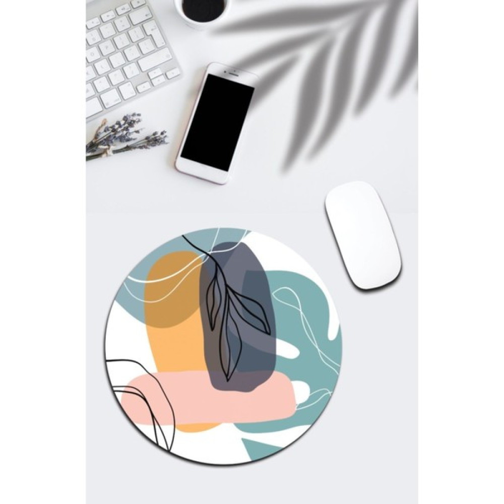 Meriggo Hediyelik Soyut Çizim Yaprak Desenli Yuvarlak Mouse Pad Mouse Pad Fiyatı