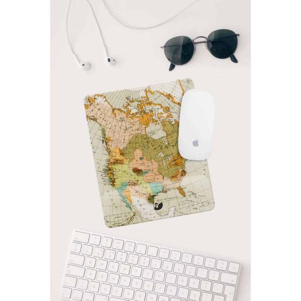 Meriggo Hediyelik Vintage Harita Çizimli Bilek Destekli Dikdörtgen Mouse Pad Mouse Altlığı Mouse Pad Fiyatı