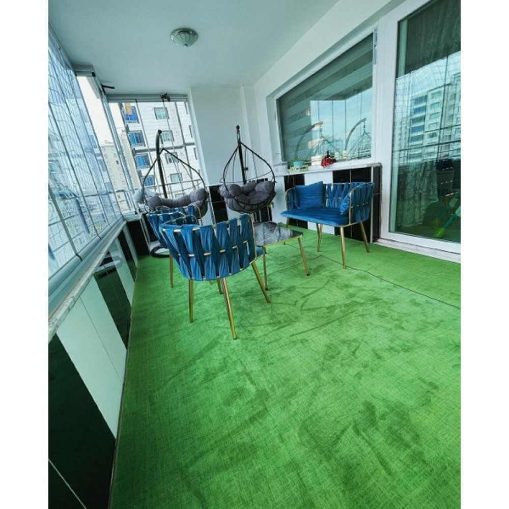 Merinos Balkon Için Jel Taban Çim Görünümlü Kaymaz Halı - 100 x 110 cm - Yeşil Salon Halısı Fiyatı