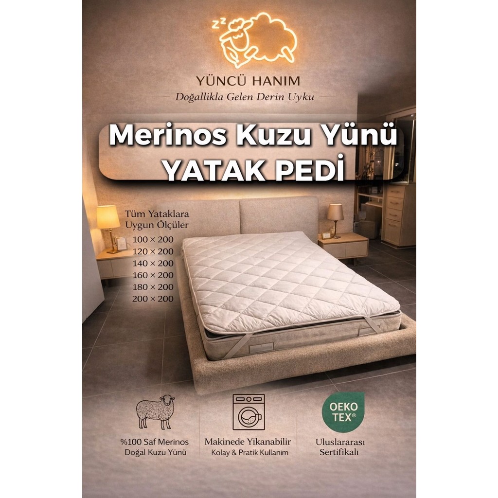Merinos Kuzu Yünü Yatak Pedi, Yatak Koruyucu, Yatak Şiltesi (%100 MERİNOS KUZU YÜNÜ) - 100 x 200 cm SSD / Solid State Drive Fiyatı