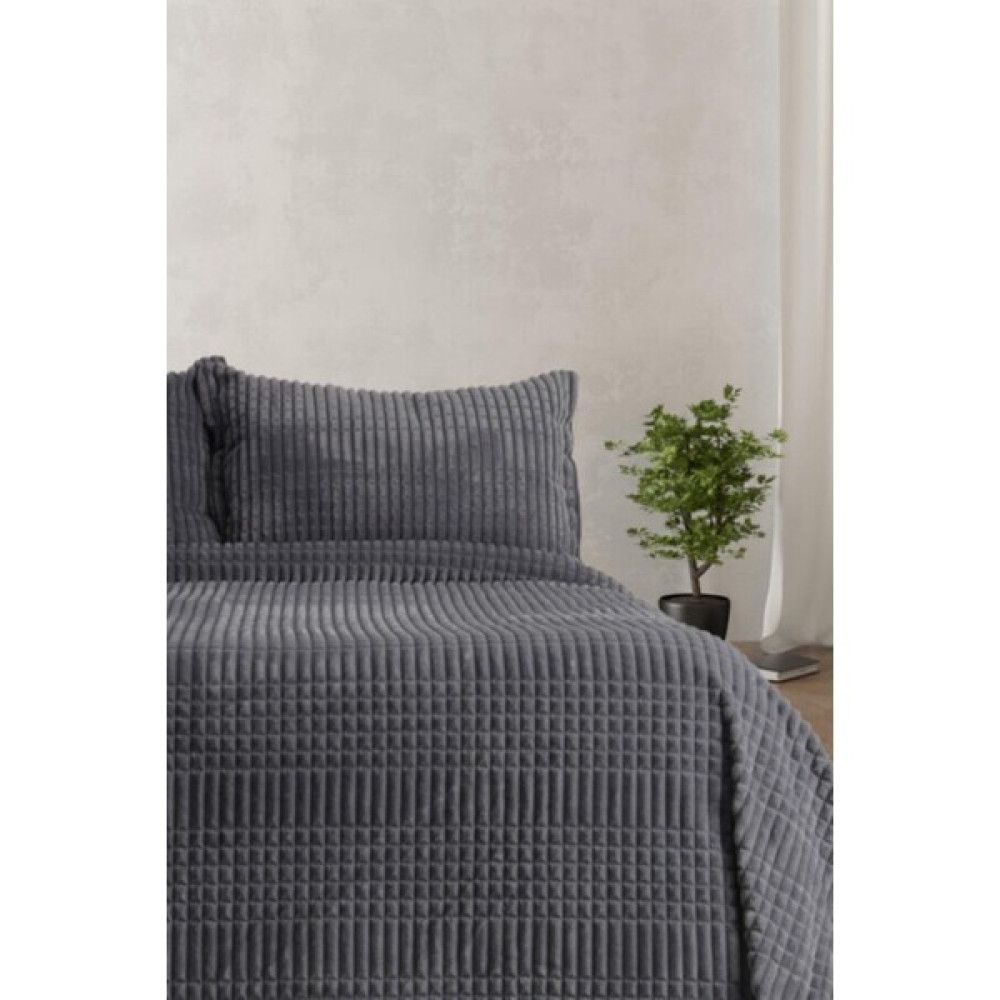 Merinos Modern Line 3 Parça Battaniye Seti - Antrasit - 220 x 240 cm Battaniye Fiyatı