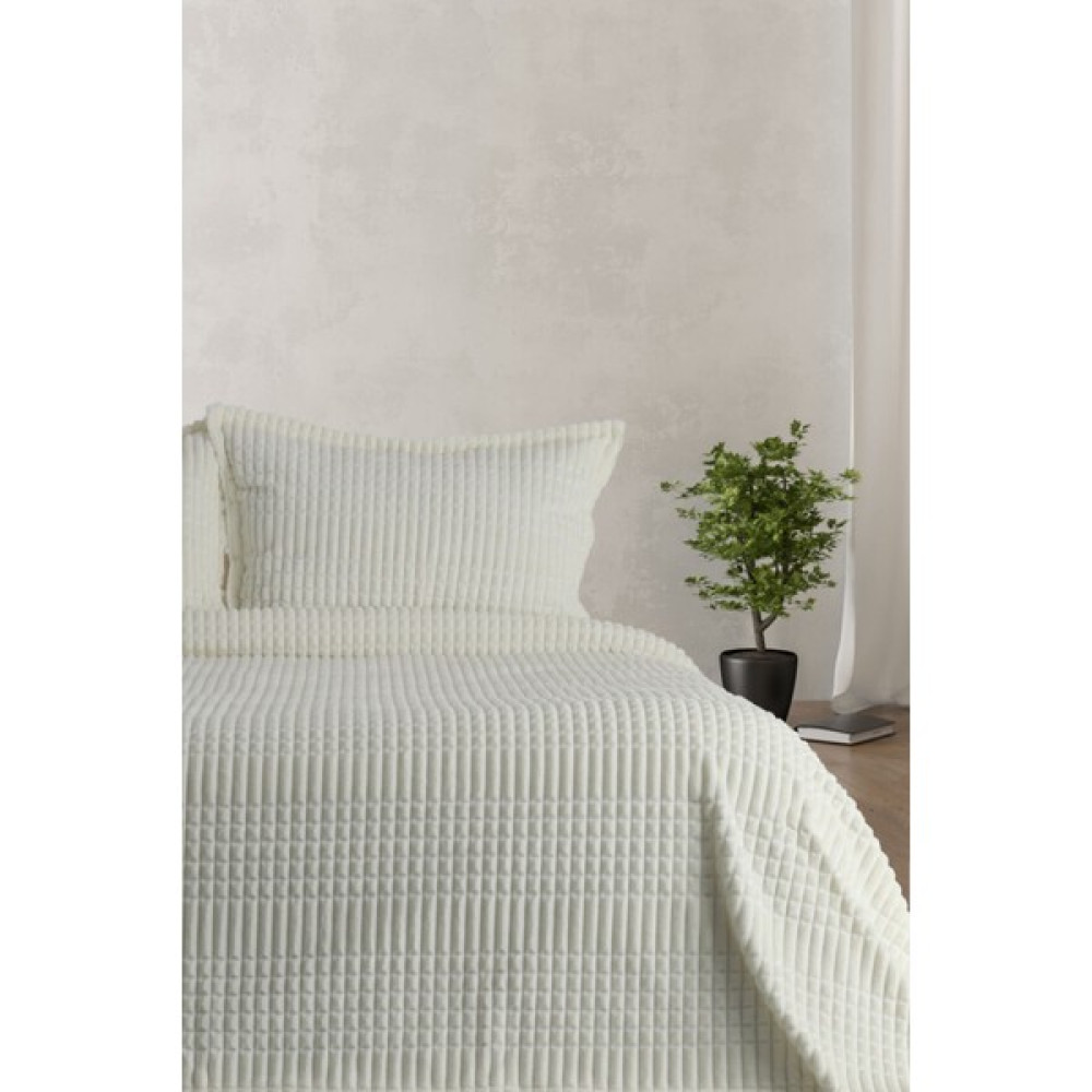 Merinos Modern Line 3 Parça Battaniye Seti - Ekru - 220 x 240 cm Battaniye Fiyatı