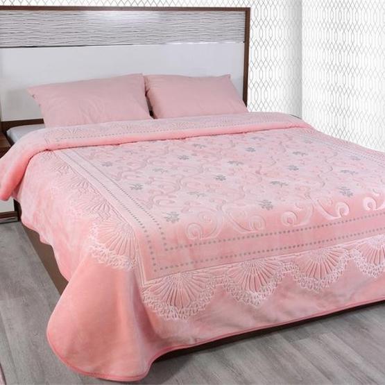 Merinos Pırıltı Çift Kişilik Embos Pudra Vizon Battaniye Battaniye Fiyatı