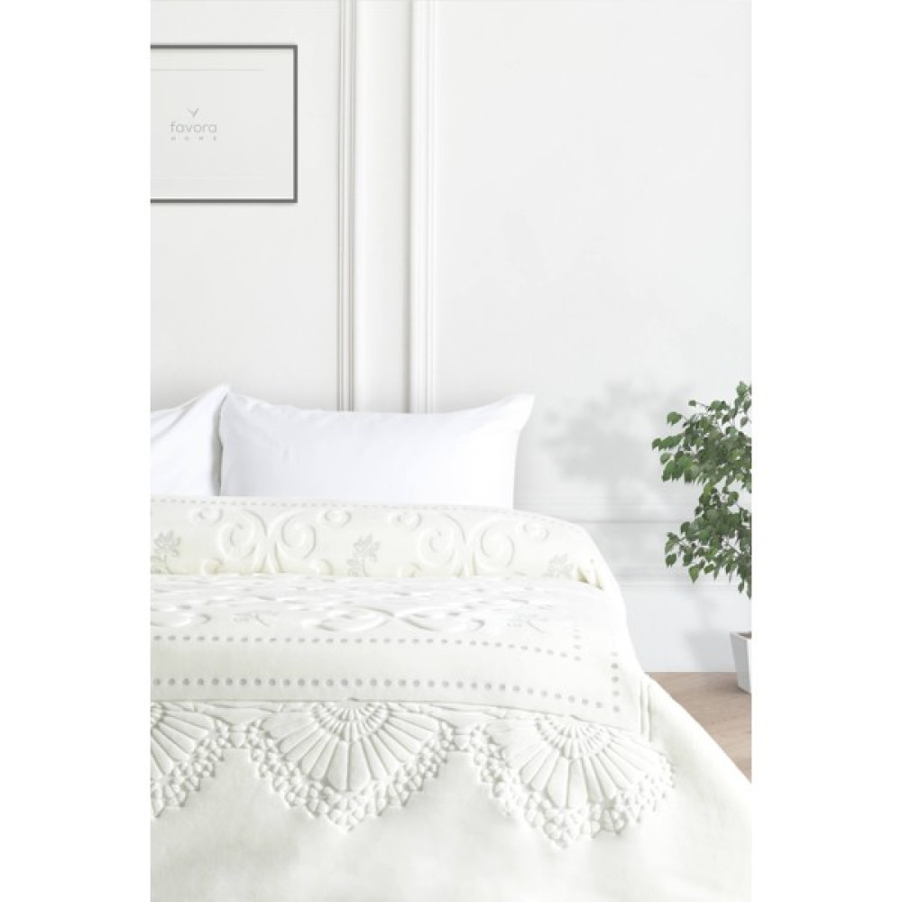 Merinos Pırıltı Embos Çift Kişilik Battaniye - Ekru - Renkli - 220 x 240 cm Battaniye Fiyatı