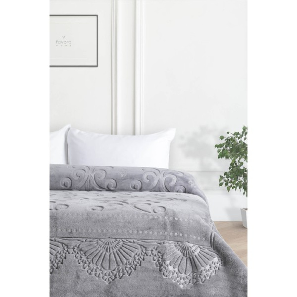 Merinos Pırıltı Embos Çift Kişilik Battaniye - Gri - 220 x 240 cm Battaniye Fiyatı