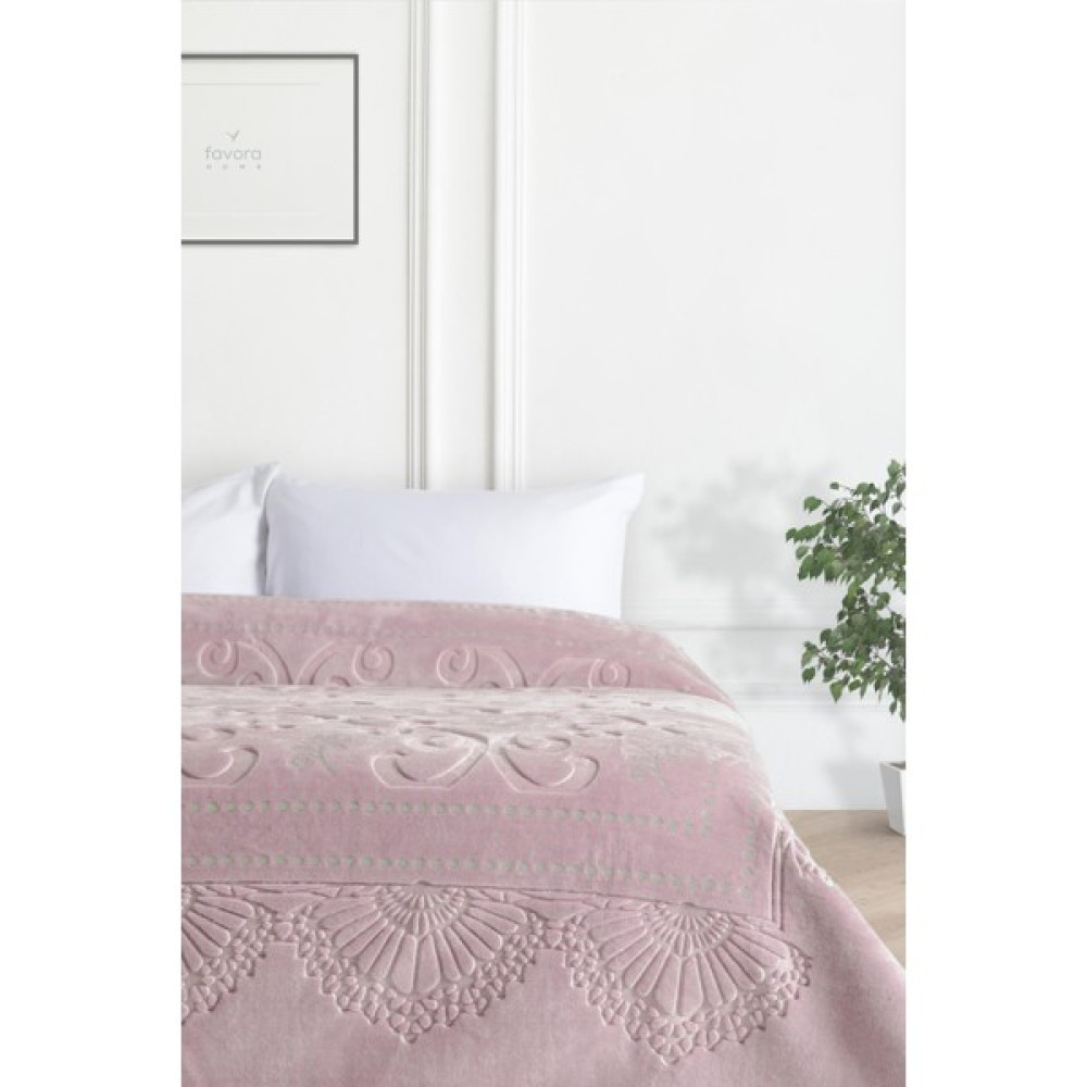 Merinos Pırıltı Embos Çift Kişilik Battaniye - Pudra - 220 x 240 cm Battaniye Fiyatı