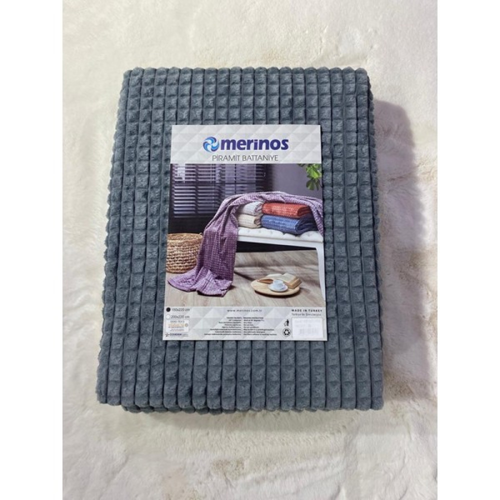 Merinos Tek Kişilik Piramit Battaniye - Koyu Gri - 150 x 220 cm Battaniye Fiyatı
