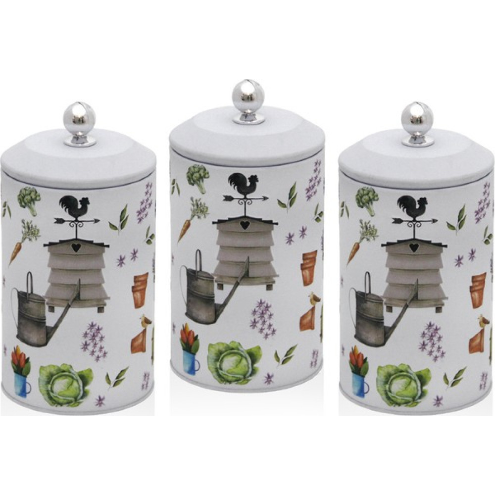 Merisa Home Metal Desenli Kabartmalı Çay Şeker Kahve Saklama Kabı 3lü Set DD-2703-B Saklama Kapları Fiyatı