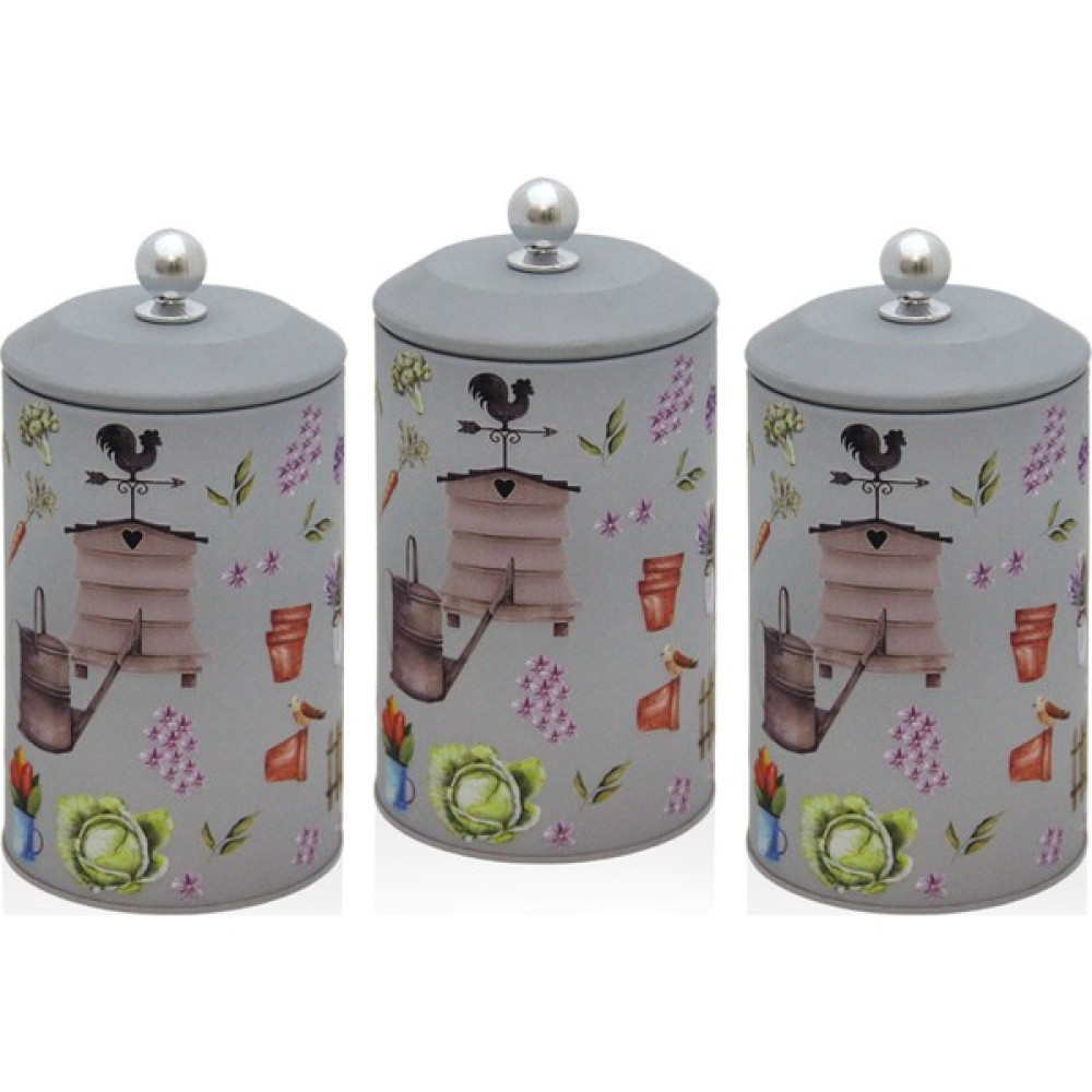 Merisa Home Metal Desenli Kabartmalı Çay Şeker Kahve Saklama Kabı 3lü Set DD-2703-G Saklama Kapları Fiyatı