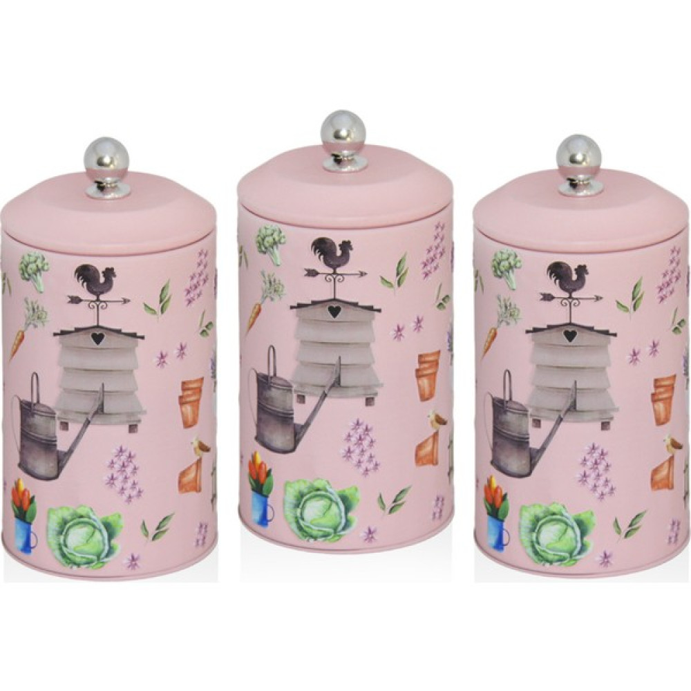 Merisa Home Metal Desenli Kabartmalı Çay Şeker Kahve Saklama Kabı 3lü Set DD-2703-P Saklama Kapları Fiyatı