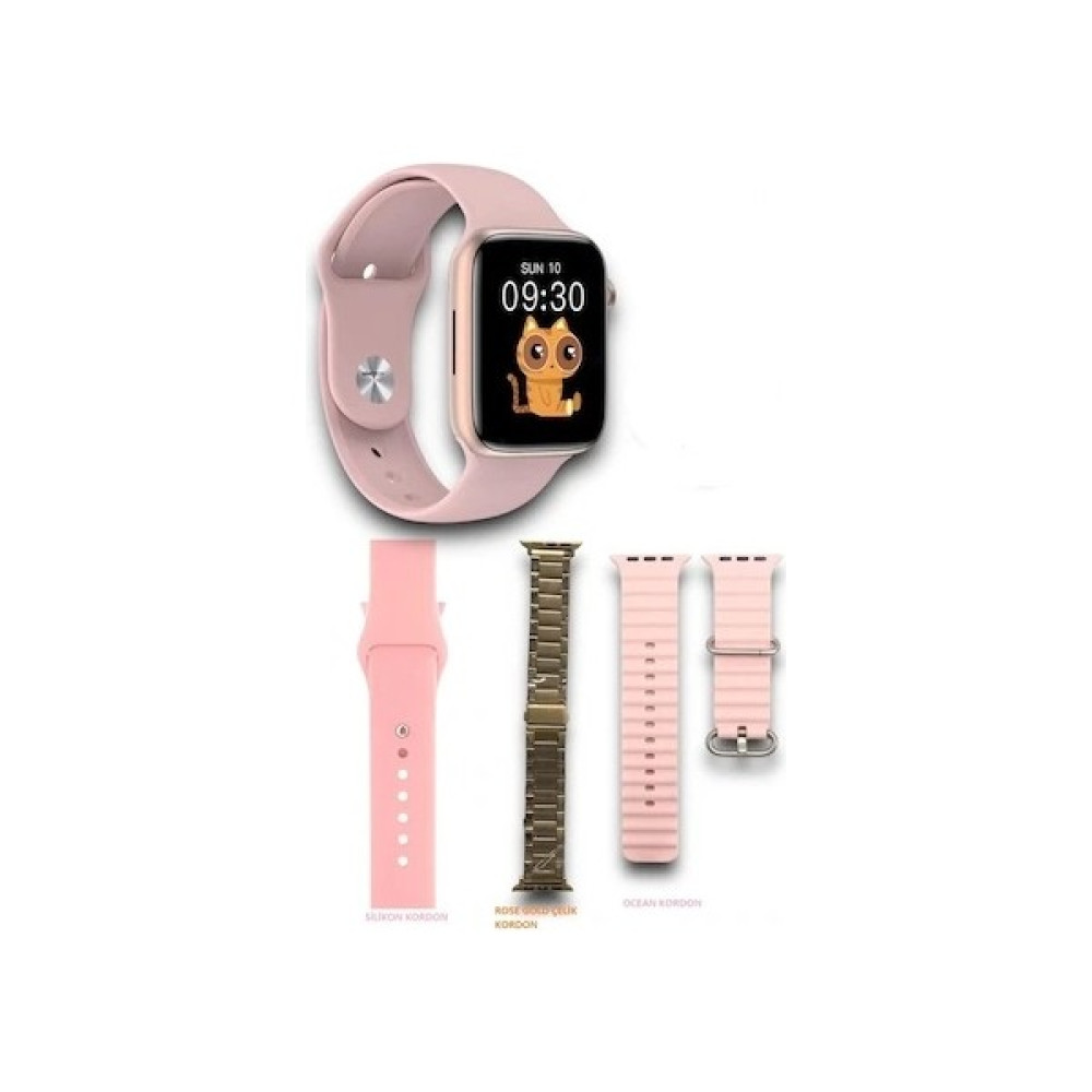Merka Yeni Nesil 3 Kordonlu G9 Mini Kadın Akıllı Saat Spor ve Sağlık Sensörlü Watch 9 Series Saat - Rose Giyilebilir Teknoloji Aksesuarları Fiyatı