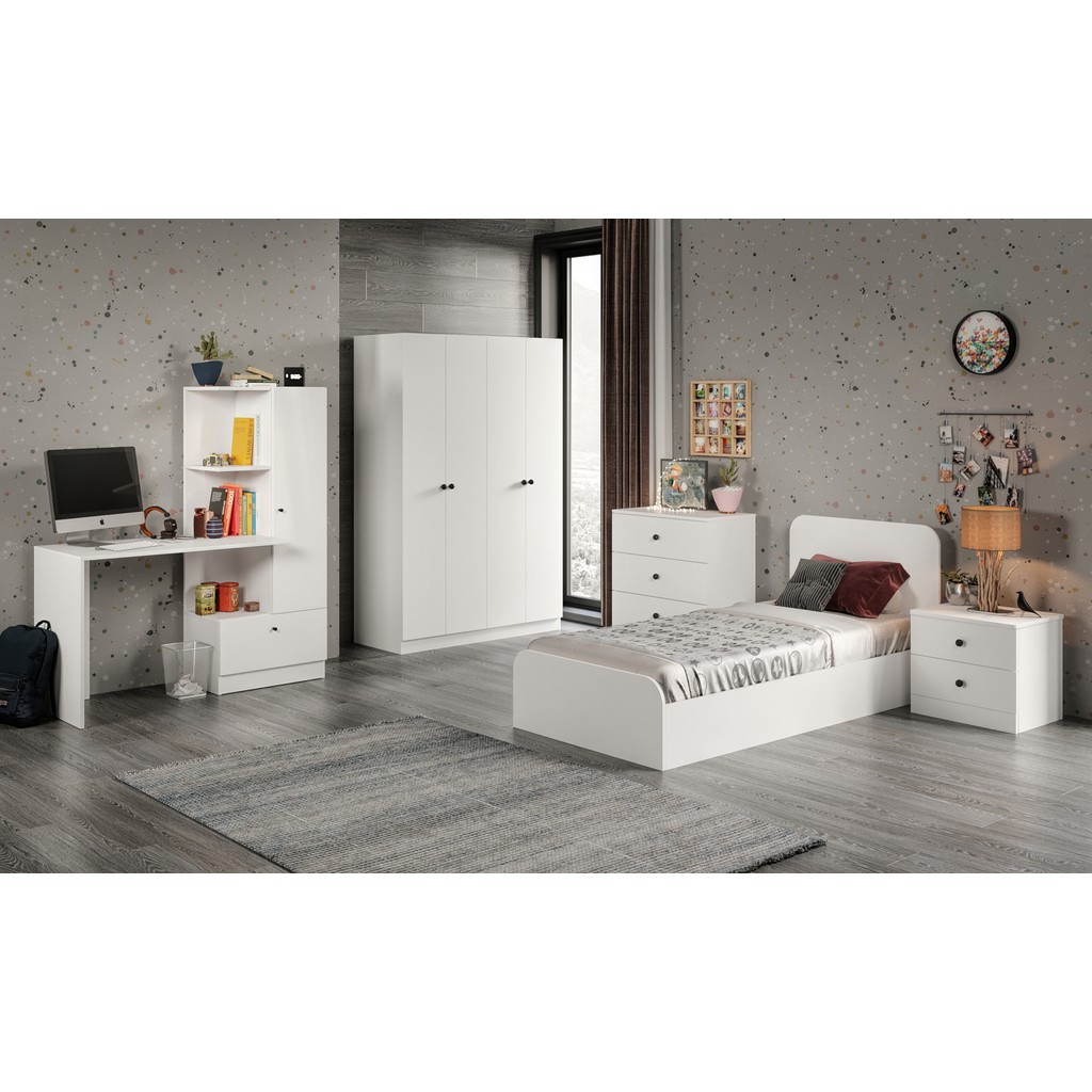 Merlin Mobilya Akasya Genç Odası ve Çalışma Masası - 180 X 120 X 43 - Beyaz Çalışma Masası Fiyatı