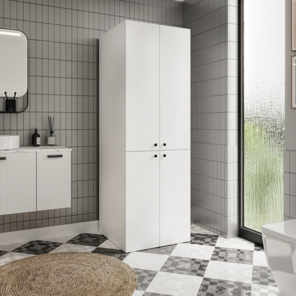 Merlin Mobilya Savana Çamaşır Makinesi ve Kurutma Makinesi Dolabı - Beyaz Banyo Dolabı / Mobilyası Fiyatı