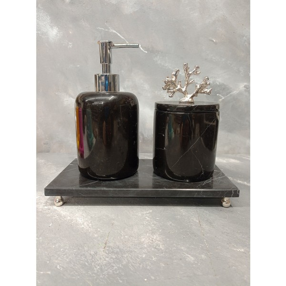 Mermer Banyo Seti-3lü Set - Gümüş Banyo Aksesuarları Fiyatı