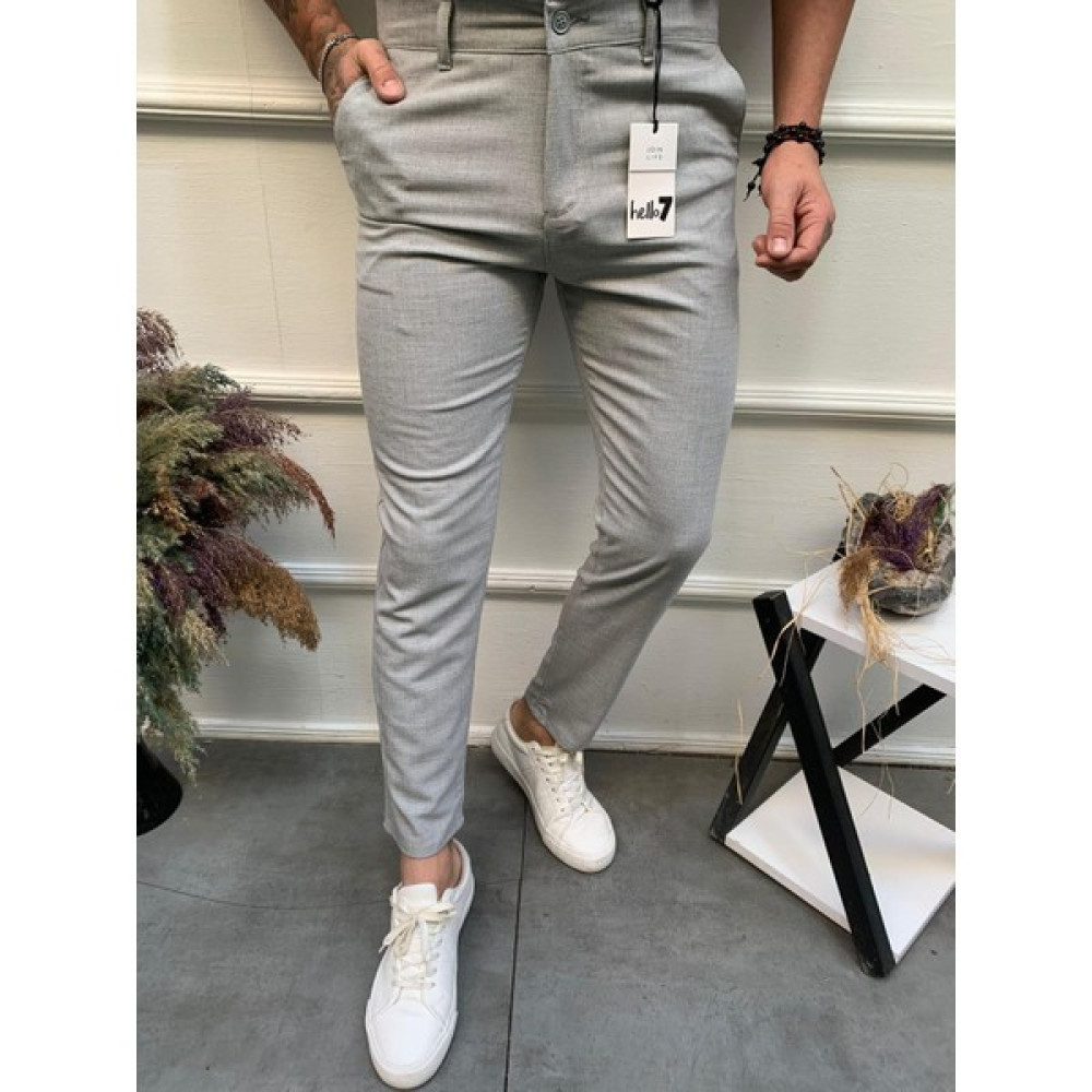 Mero Life Erkek Açık Gri Italyan Kesim Slimfit Kumaş Pantolon Erkek Pantolon Fiyatı